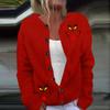 Женская мода рождественский принт длинный рукав вязаный кардиган пуховик