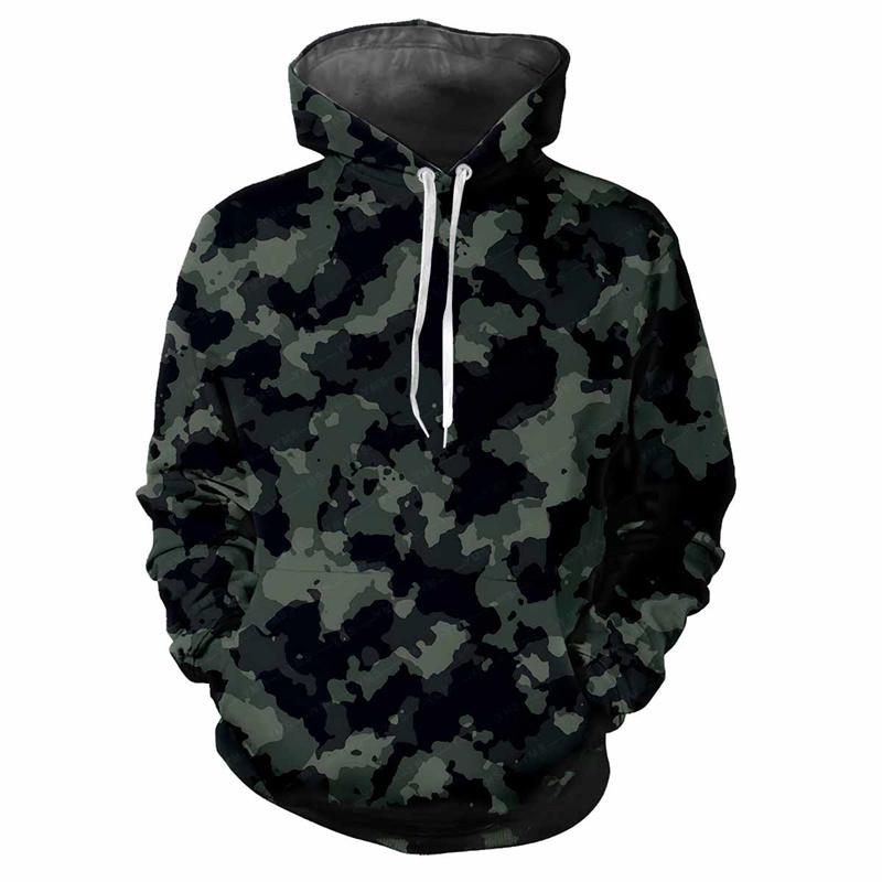 Толстовка с капюшоном Jungle Camouflage 3D Printed Spring Autumn Street Sweatshirt Свободная повседневная спортивная верхняя одежда для детей Классические камуфляжные толстовки с капюшоном