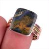Natural Pietersite Gemstone Two Tone 925 Sterling Silver Jewelry Ring S.8.5 T9H65
