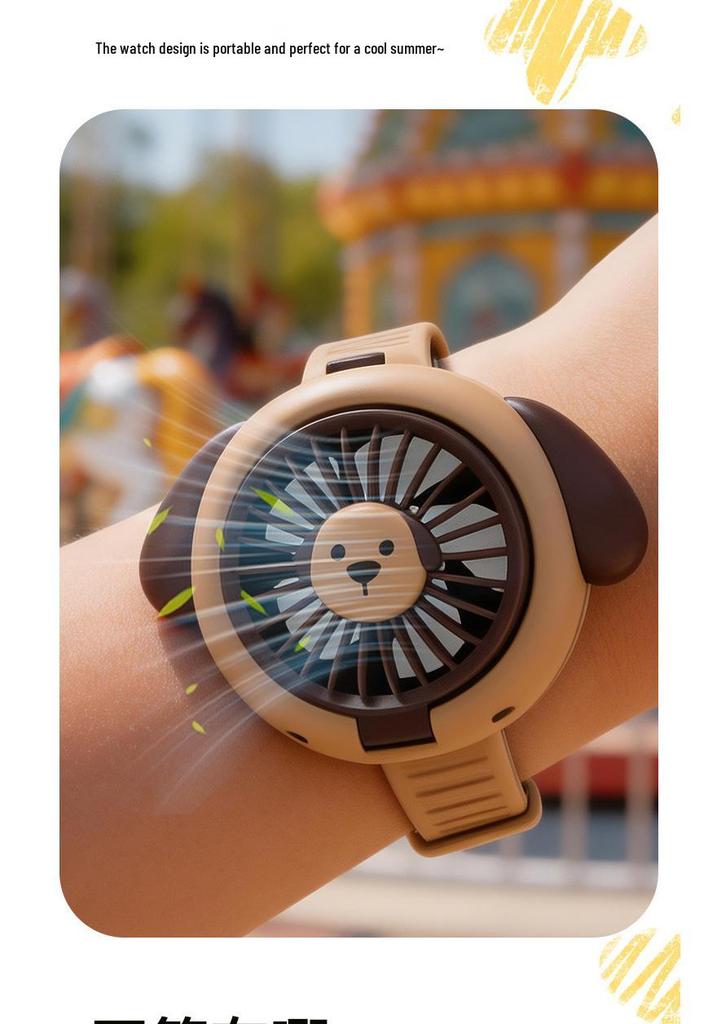 Cartoon Puppy USB Rechargeable Mini Fan: Silent, Portable, Ideal Gift for Kids and Students
