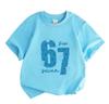 Kids Boys Girls 100% Cotton Crew Neck Short Sleeve T-Shirt, Casual Blue 67 Print Star Pattern Soft Breathable Summer Tee for Daily Wear School Holiday
