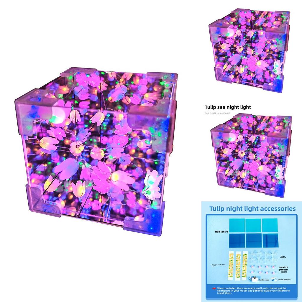 Сборка вручную Зеркало Цветок тюльпана Море Кубик Рубика Ночник Набор игрушек-пазлов для развития мозга