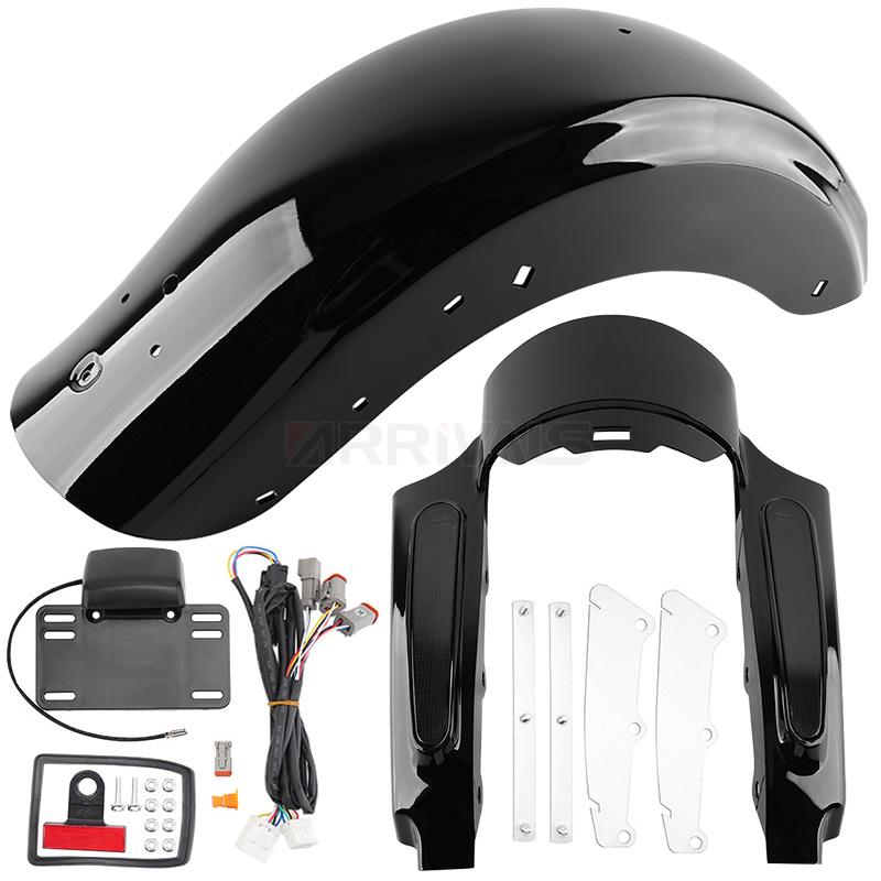Motorcycle Rear Fender System Extension Fascia Set with Run Turn Brake Light For Harley Touring Road King Electra Glide 09-13