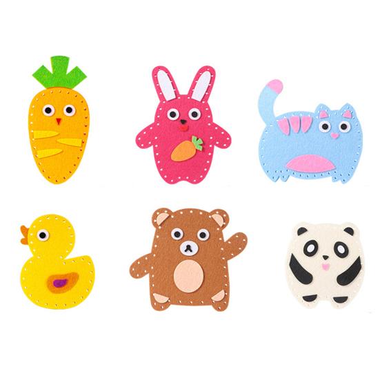 6 шт./компл. детский швейный набор с нитками, иглой, хлопковой цепочкой, бисером, ручной работы, морковкой, кошкой, кроликом, пандой, уткой, медведем, плюшевым мишкой, набор для шитья своими руками