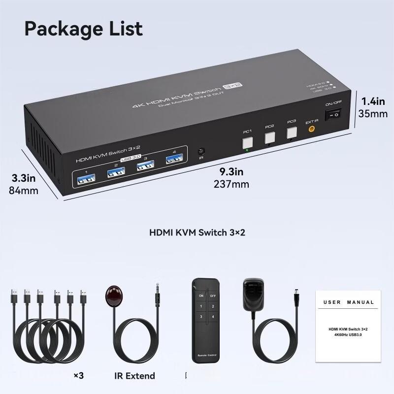 Двухканальный KVM-переключатель 8K HDMI и USB 3.0