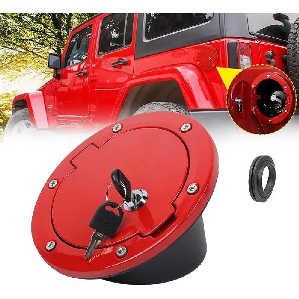 Fuel Door Cover JeCar Locking Gas Cap Cover For 2007-2018 Jeep Wrangler JK & Unlimited
