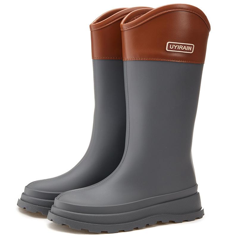 Новые нескользящие дождевые ботинки с круглой головкой для взрослых женщин, резиновые сапоги, верхняя одежда, прослеживаемость по реке, длинная водная обувь, обувь на все сезоны