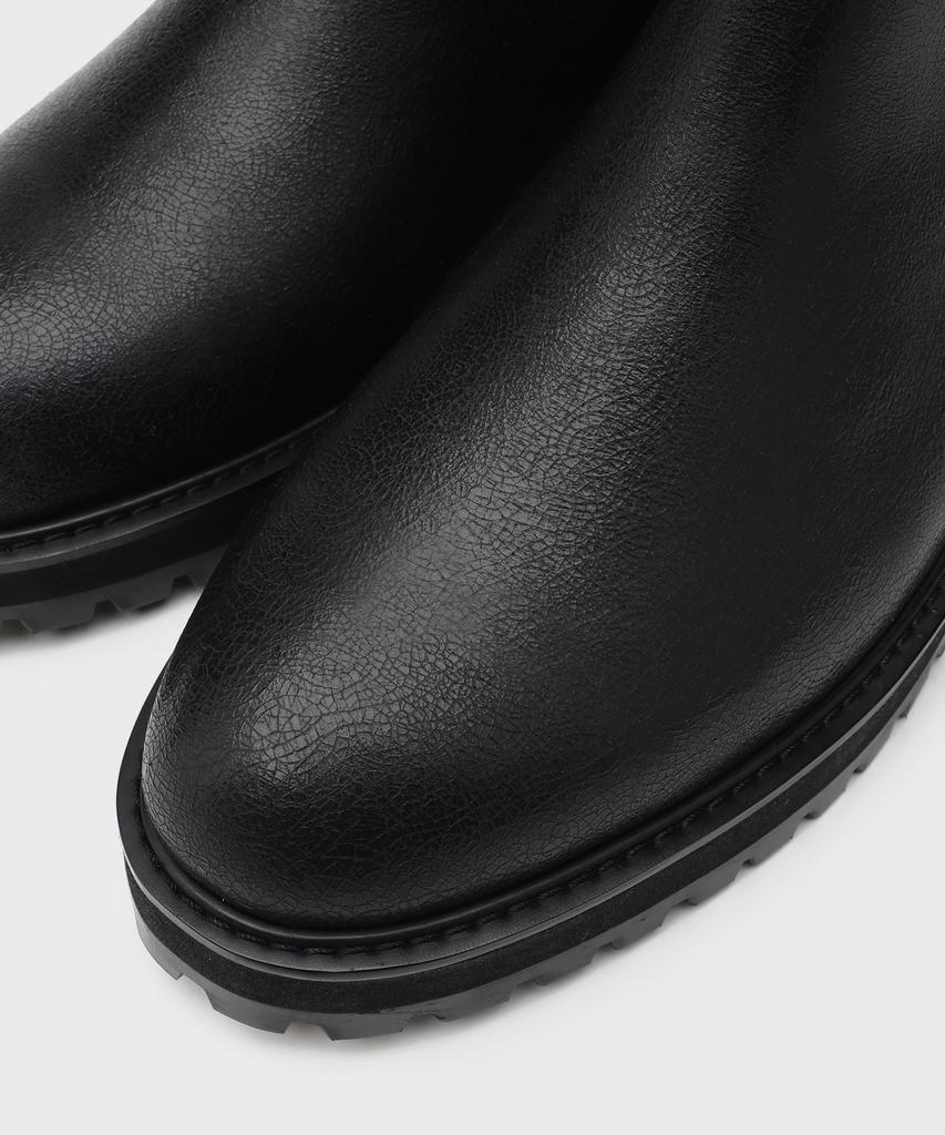 Firenze Atelier [Vibram] Round Toe Basic Chelsea Boots 9703 [Crack Black]
