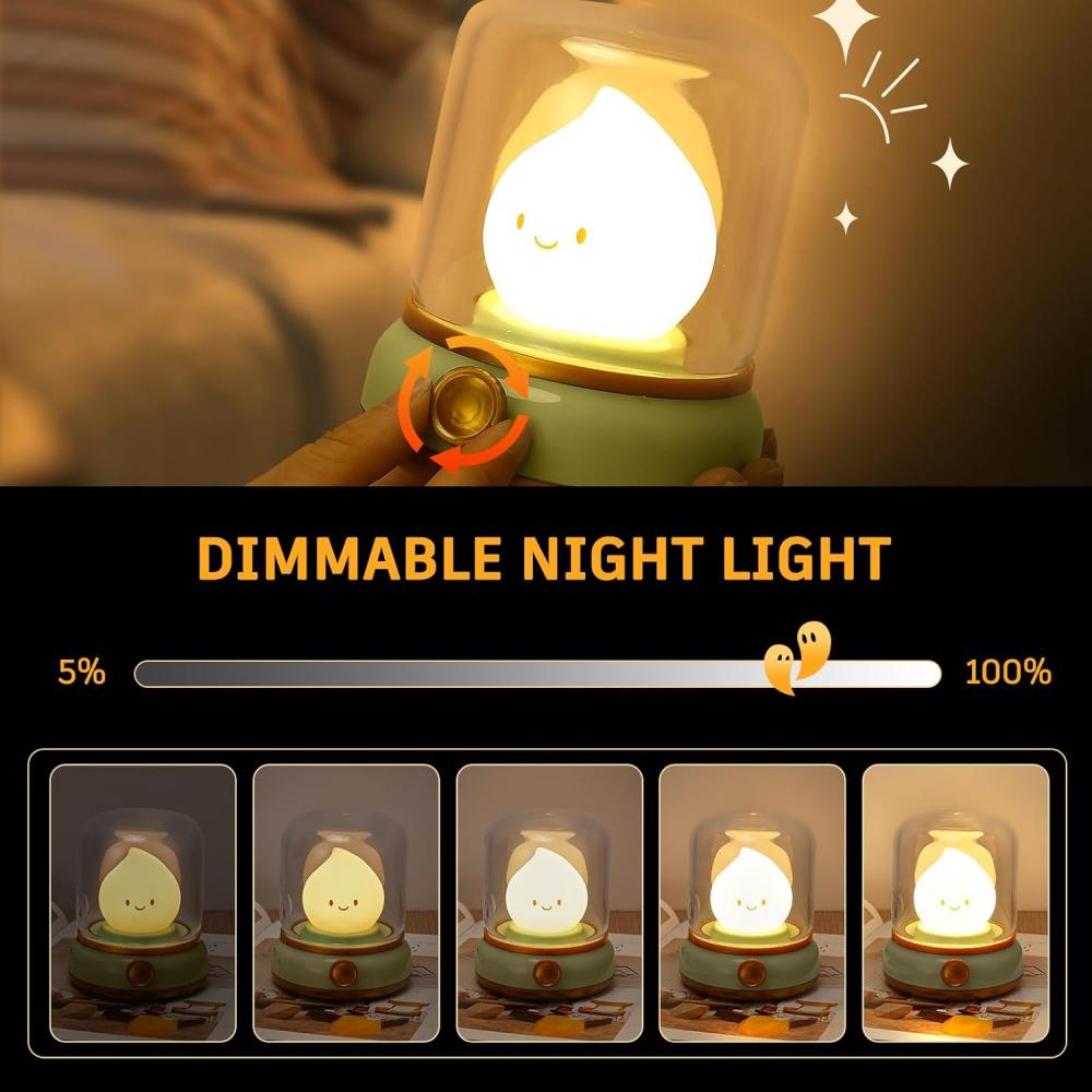 Rechargeable Ghost Campfire Night Light, Cute Ghost Table Lamp, Adjustable Ambience Light, Battery Operated Bedside Lamp, Portable Nursery Night Lamp