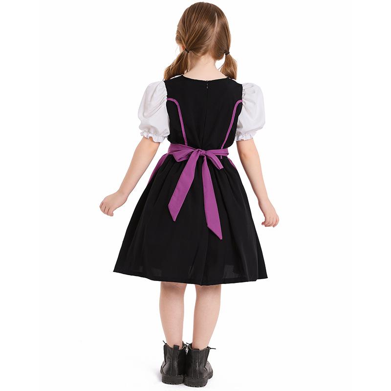 Kids Girls Maid Cosplay Holiday Dress Apron Sets Outfit German Traditional Beer Multi-color School Activities Party Role-playing Costume