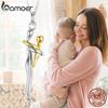 BAMOER 925 Sterling Silver Heart Necklace Two-tones Hug Mother and Child Circles of Love Interlinked Pendant DIY Love Jewelry