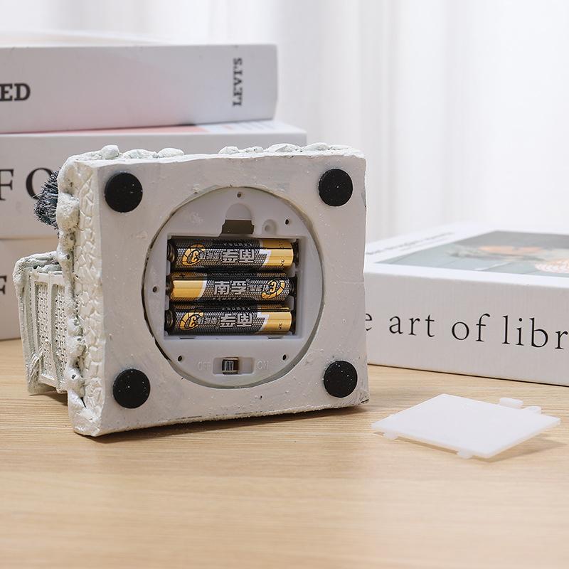 Resin Rotating Christmas Village House Statue Lighted Music Snow Village Desk Ornaments New Year 2024 Christmas Decoration