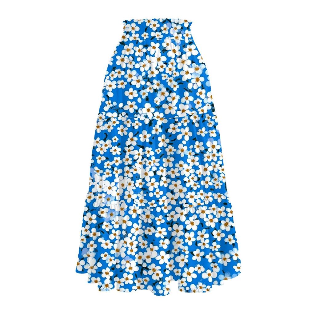 Женские струящиеся расклешенные юбки-макси с оборками и эластичным поясом, элегантные многослойные длинные юбки в стиле бохо