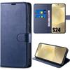 Case - Efconnection - for Samsung Galaxy S24 - Anti-Scratch - 360 Degree Protection - Navy Blue Leather