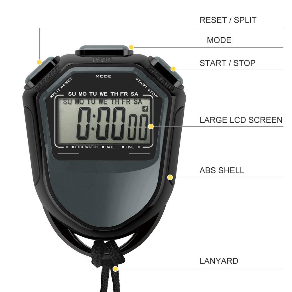 Waterproof Stopwatch Digital Handheld LCD Timer Chronograph Sports Counter with Strap for Swimming Running Football