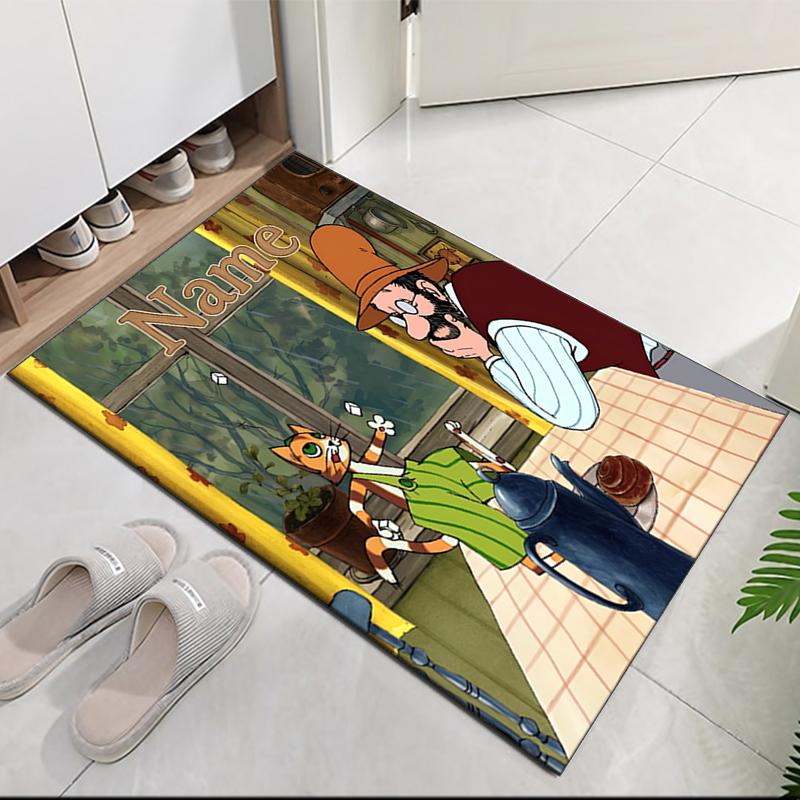 Custom Name Pettson and Findus Printed Carpet, Rug for Office Chair Living Room Bedroom Kitchen Room Decor Gifts.