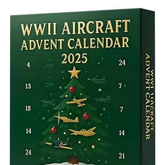 Адвент-календарь «Самолеты Второй мировой войны 2025» 24-дневный рождественский календарь с 24 подвесками «Боевые самолеты-истребители», миниатюрные самолеты, подарки для любителей авиации