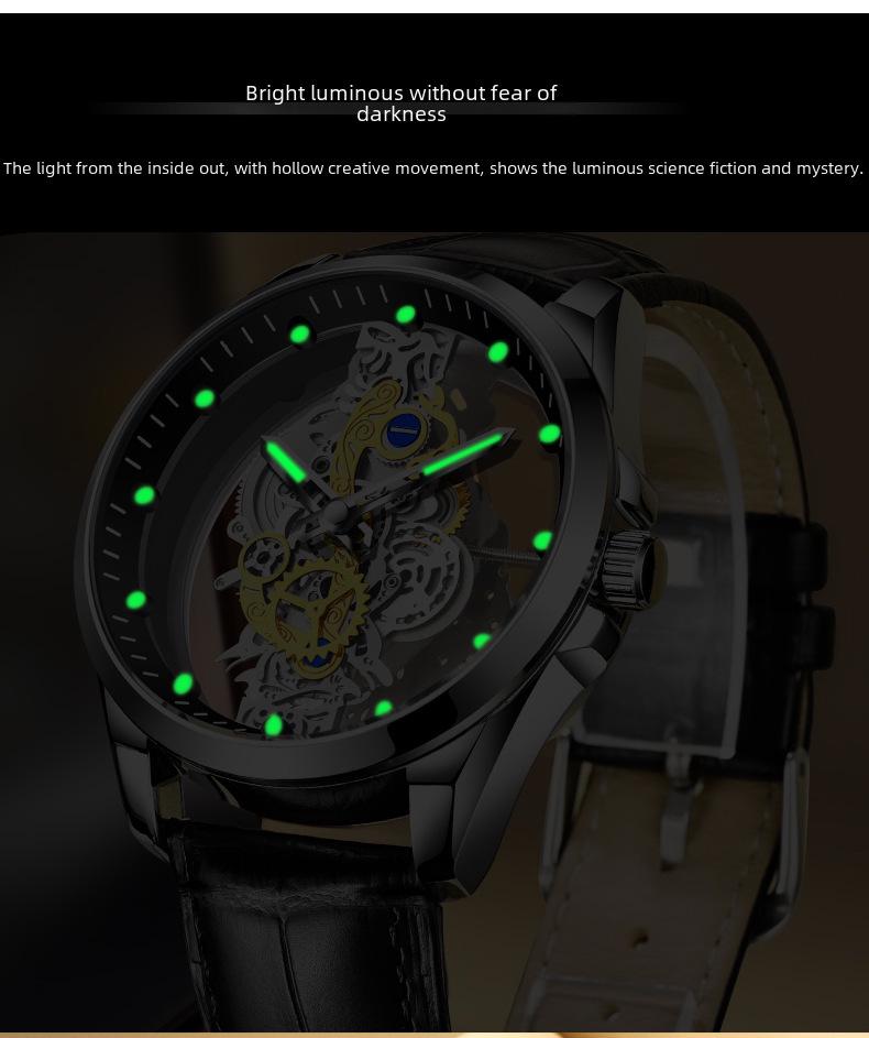 Men's Double-Sided Luminous Automatic Watch - Waterproof & Non-Mechanical