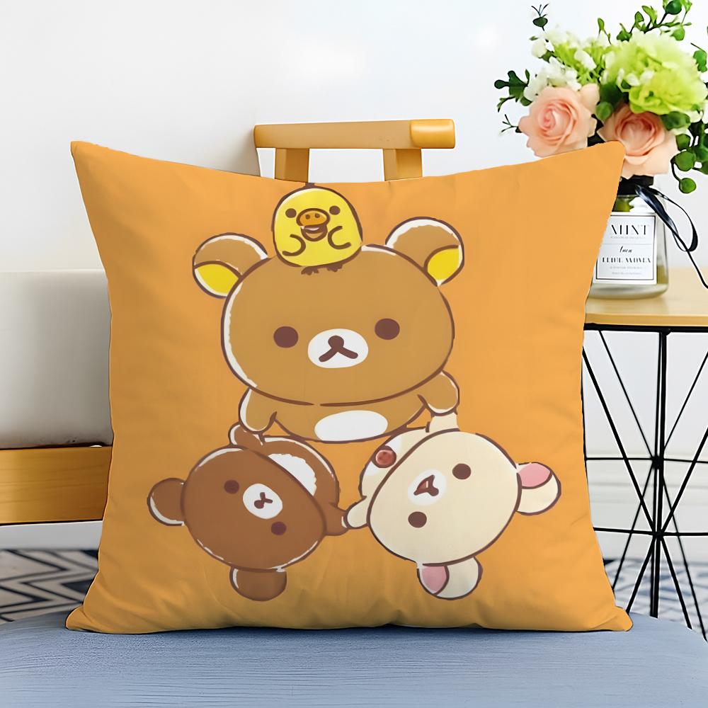 RRilakkuma Cushion Cover Washable Linen Pillowcase Soft for Sofa Bed Cozy Home Room Decor