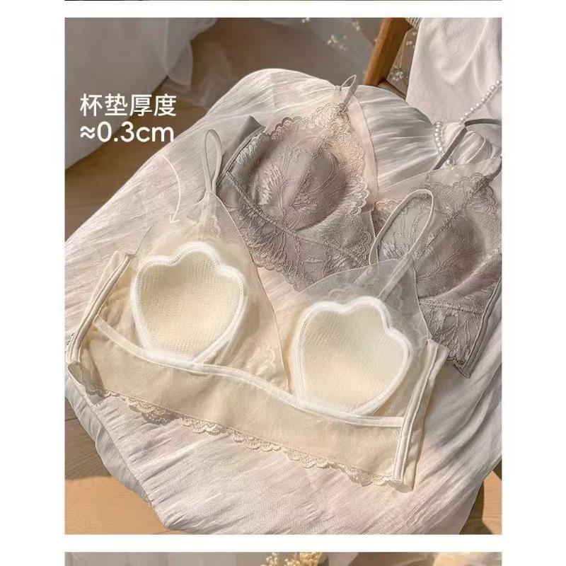 Women French Lace Backless No Underwire Thin Comfortable Summer Bra
