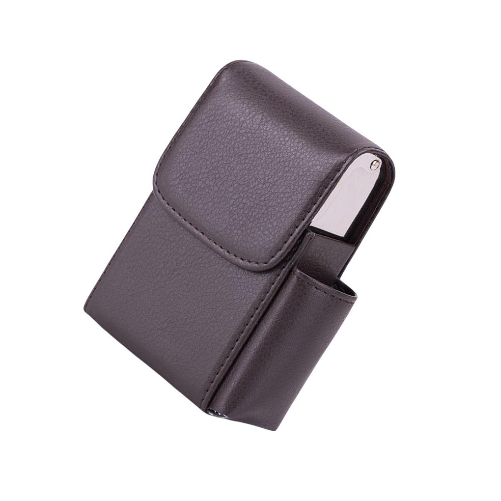 Women Men Storage Case Leather Stainless Steel Card Cash Holder Belt Pouch Lighter Wallet Pocket Solid Color Box Carrier