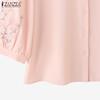 ZANZEA Women Casual Floral Print 3/4 Sleeve Loose Round Neck Blouse