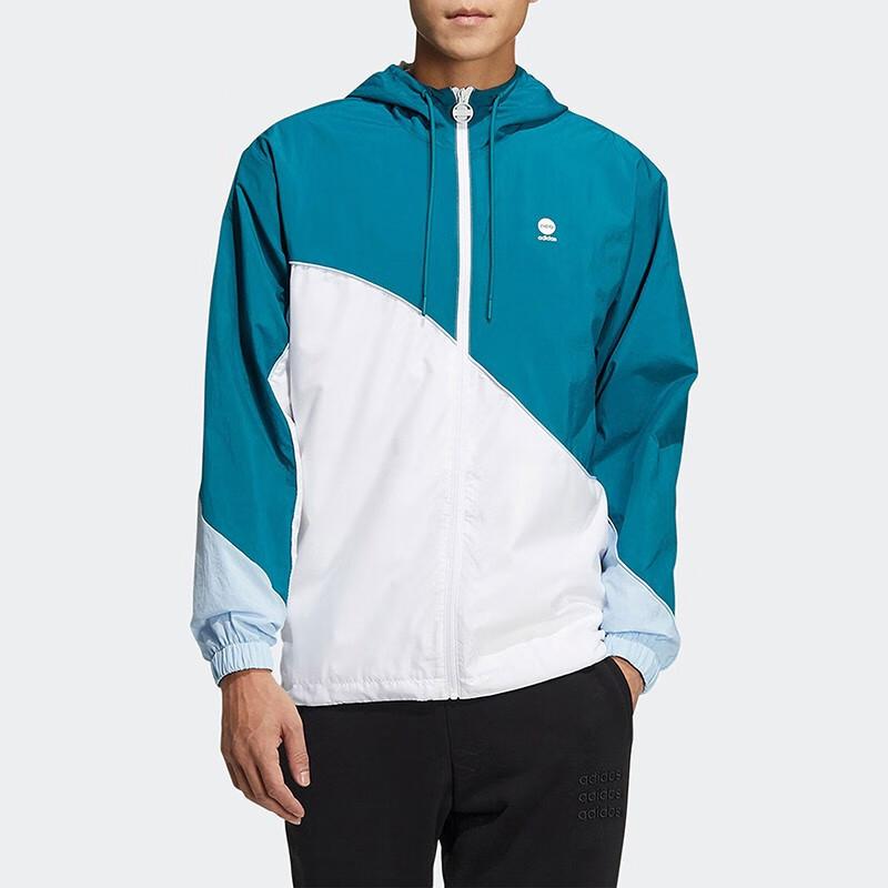 adidas Куртка с капюшоном и длинным рукавом Neo Color Block Logo Мужские куртки Синяя HD4628