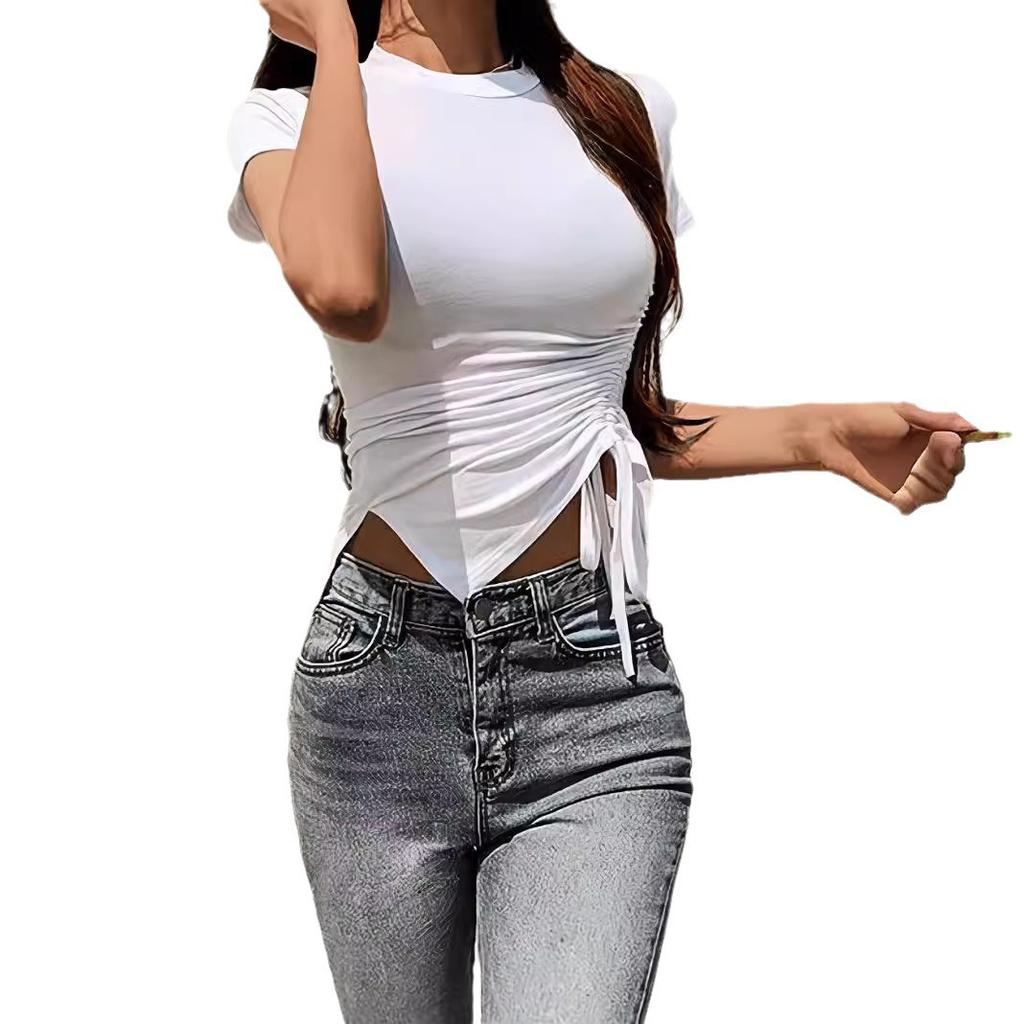 Women's Slim Summer Sexy Waistless Irregular Short Sleeve T-Shirt
