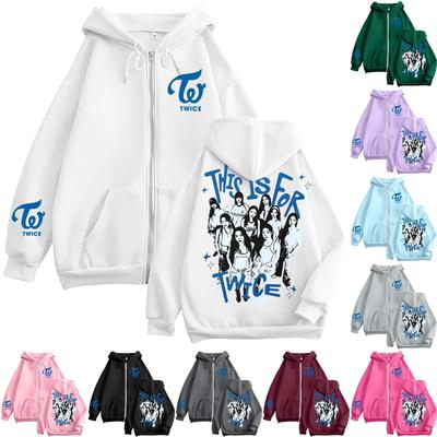 Женская повседневная модная толстовка с капюшоном на молнии с длинными рукавами и принтом