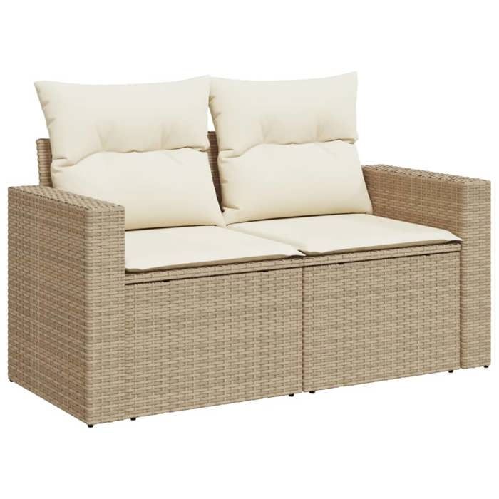 VidaXL Canapé de jardin avec coussins 2 places beige résine tressée 366078