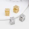Three-Dimensional Square Full Diamond Stud Earrings Women'S Light Luxury High-End Sense Unique Design Big-Name Earrings Personalized Versatile Earring