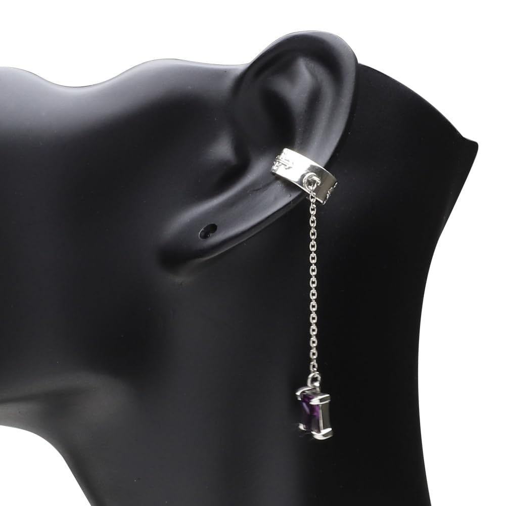 Swing Stone Ear Cuff with Purple Zirconia Silver e0226 [Cenote] [925 Accessory]