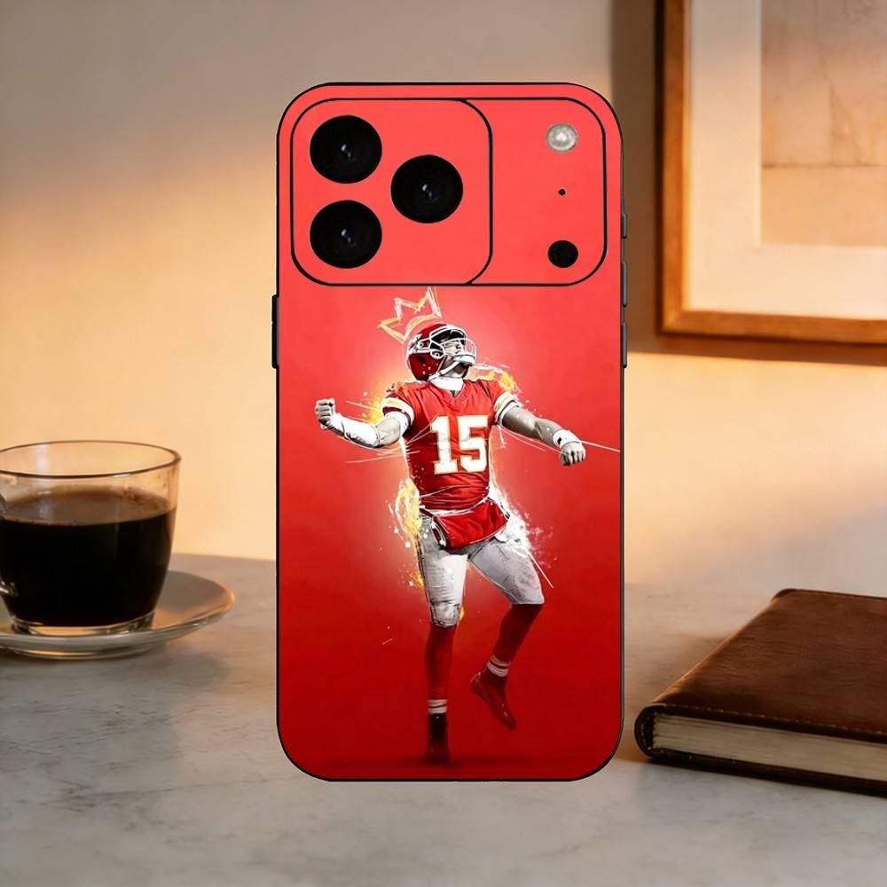 American Football P-Patrick M-Mahomes Phone Case For iPhone 17, 16,15,14,13,12,11 Plus,Pro Max, Others Soft Black Cover