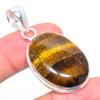 Natural Tiger Eye Gemstone Handmade 925 Sterling Silver Pendant 2.01" B6h72