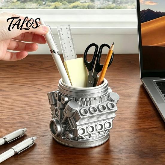 Модель двигателя Talos, Держатель для ручек и карандашей, Креативный настольный органайзер для домашнего офиса, Настольное хранилище для канцелярских принадлежностей, Подарок для автолюбителей, механиков и инженеров