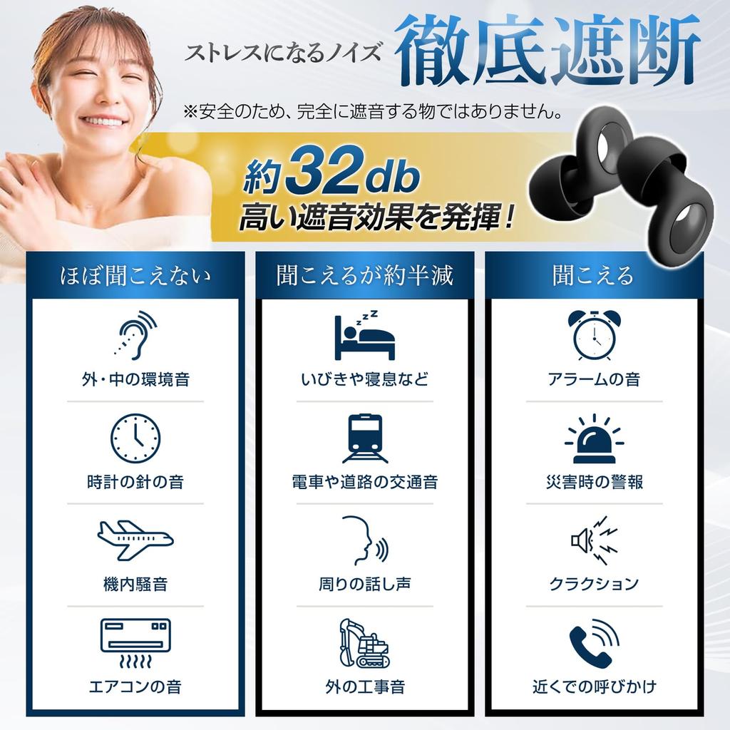 Instructor Wawalag Noise Buster Ear Plugs for Sound Noise Good Restful Black [Sleep Recommended] Sleeping, Insulation, Canceling, Hyperacusis, Sleep,