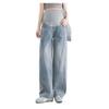 Shubeiyi Maternity Wide Leg Long Adjustable Slimming with Pockets Jeans, Pants, Length, Waist, Effect, Body-Concealing,