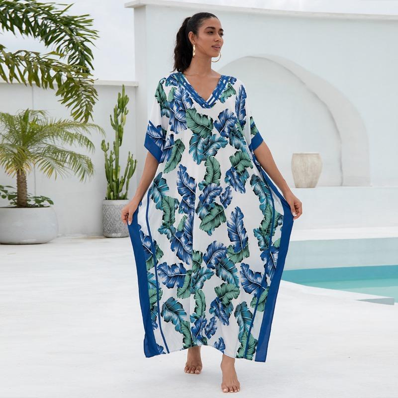 Женская мода лето весна однотонный принт рукава 1/2 с v-образным вырезом свободная талия повседневные платья