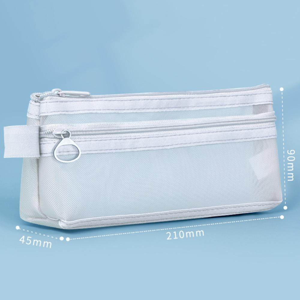 Прозрачная сумка для карандашей на молнии, сетчатая косметичка, новые прозрачные пеналы, школьные канцелярские принадлежности