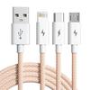 Universal 3-in-1 USB C Charging Cable for iPhone Samsung Android 6A Fast Charge Type-C Micro USB 1.2M Nylon Quick Charger Cord