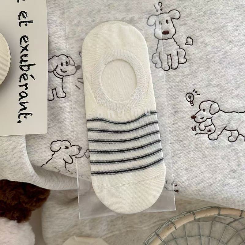 Женские весенне-летние новые носки в тонкую полоску из чистого хлопка, дышащие, на каждый день, нескользящие, невидимые с мелким вырезом