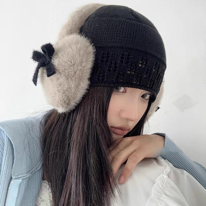 Женские наушники-наушники с бантом Kawaii Heart Fluffy Ear Muffs Защита от холода Женские наушники-вкладыши Утолщенные плюшевые японские беруши для девочек JK