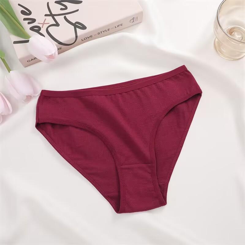 Mid-waist Cotton Panty For Women Sexy Solid Color Lingerie Soft and Breathable Underwear