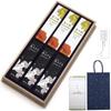 Condolence Incense Gift Set In Paulownia Wood Box [Hana No Tabi (Flower Journey) - Two Types, Sandalwood, with Outer Wrapping, Sympathy Note, and
