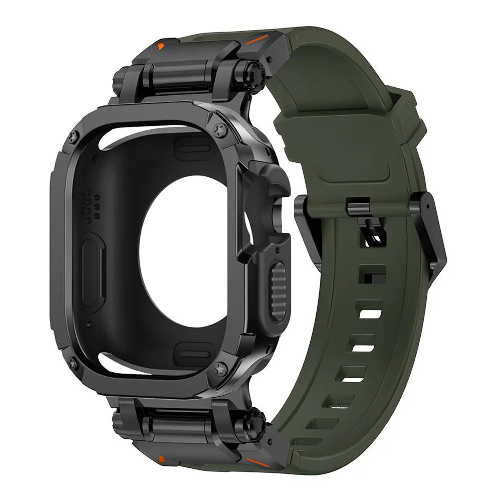 Ремешок+Чехол для Apple Watch Band Ultra 2 49 мм 44 мм 45 мм Защитный чехол из ТПУ Силиконовый браслет для IWatch Series 9 8 7 6 5 4
