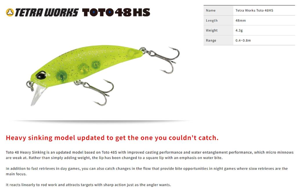 DUO Тяжелая тонущая приманка Tetra Works Toto 48 HS CYH0635 (1130)