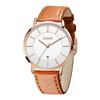 Простые модные повседневные деловые часы с японским кварцевым механизмом, циферблатом 40 мм, ремешок из натуральной кожи, ремешок унисекс, корпус из розового золота, белые мужские ультратонкие 6,5 мм