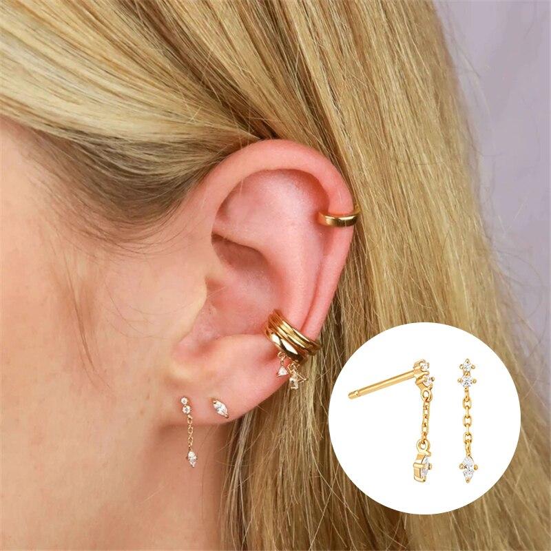Серьги из настоящего серебра 925 пробы Модные серьги для женщин Белый Зеленый Хрусталь Пусеты Серьги-гвоздики Серьги Украшения Kolczyki