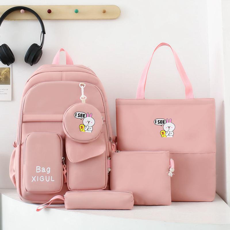 Five-Piece Backpack Set Student Schoolbag Waterproof Backpack Women's Nylon Backpack
