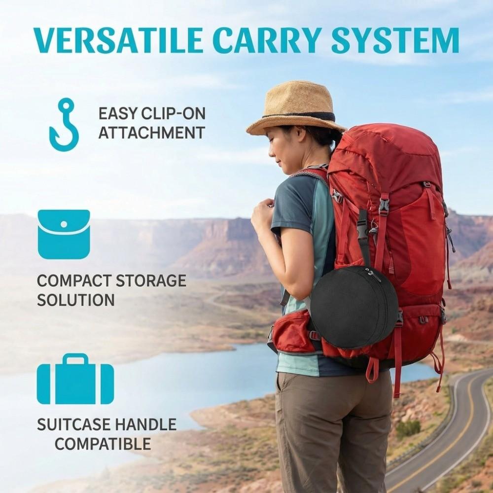 Cylindrical Travel Neck Pillow Bag 600D Oxford Cloth Pillow Hanging Pouch Camping Trip